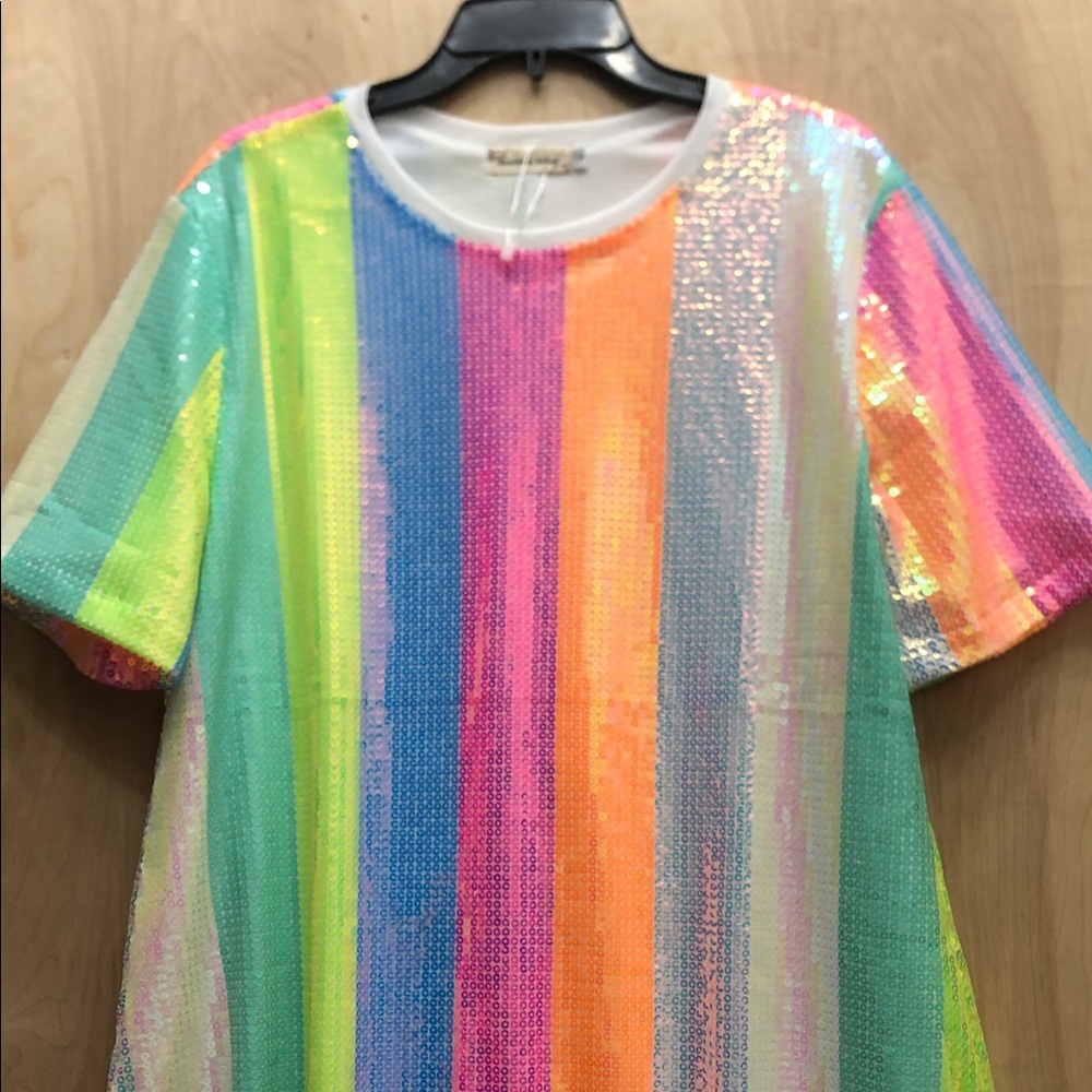 Southern Stitch Vibrant Rainbow Sequin Women's Tee